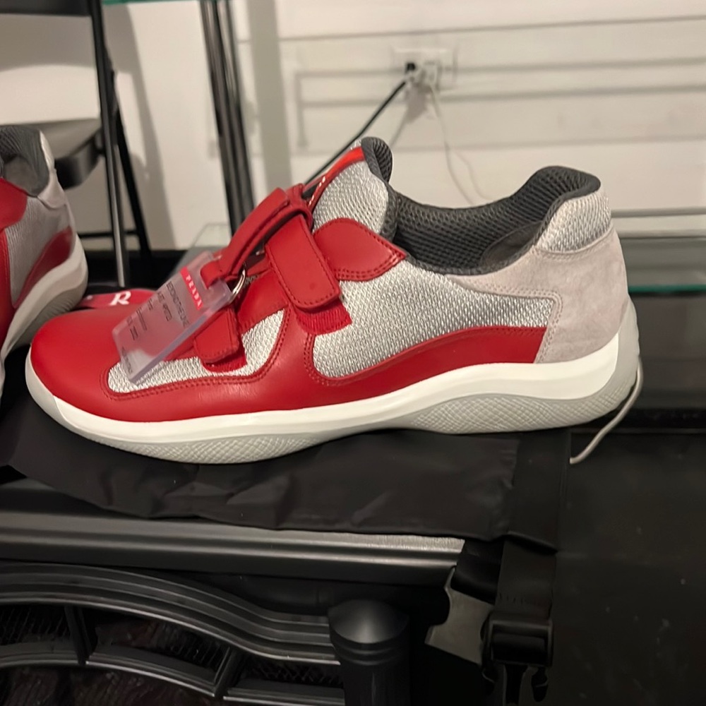 Prada World Cup sneakers size 9 red white and grey